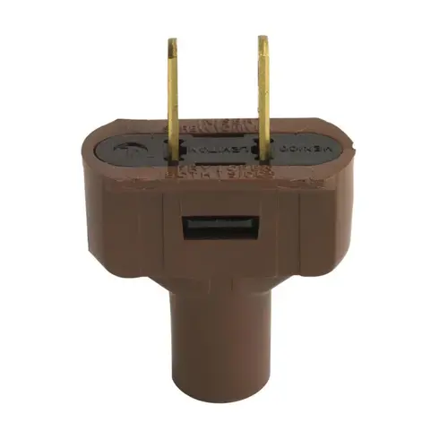 Leviton C20-48643-000 Plug Residential Vinyl Straight Blade 1-15P 18-2 AWG 2 Pole 2 Wire Carded Brown