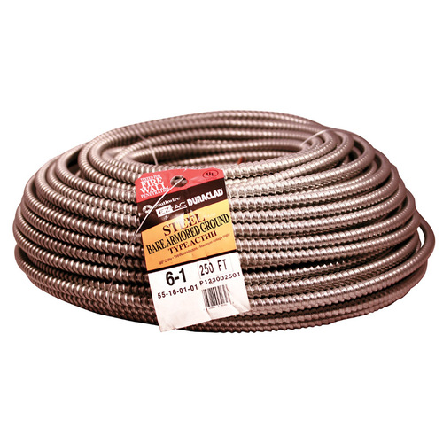 Wire South Duraclad 250 ft. 6/1 Solid Bare Armored Copper Brown