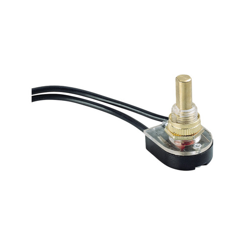 GB GSW-25 Pushbutton Switch, 1/3/6 A, 125/250 V, SPST, Lead Wire Terminal, Plastic Housing Material, Chrome