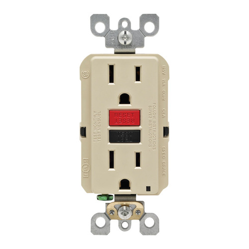 GFCI Outlet SmartlockPro 15 amps 125 V Duplex Ivory 5-15R Ivory