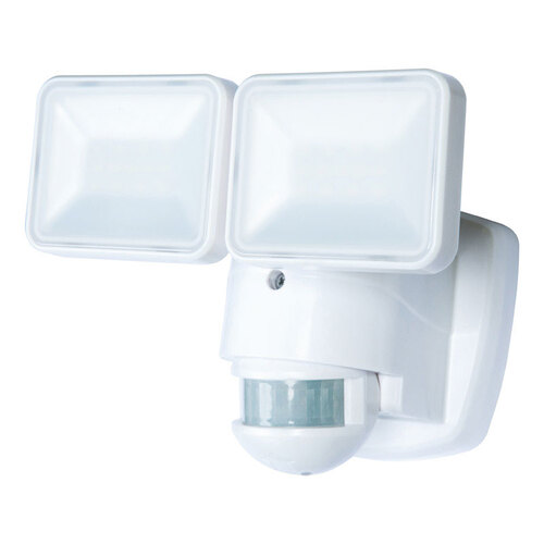 Motion Activated Security Light, 120 V, LED Lamp, 1250 Lumens Lumens, Polycarbonate Fixture White