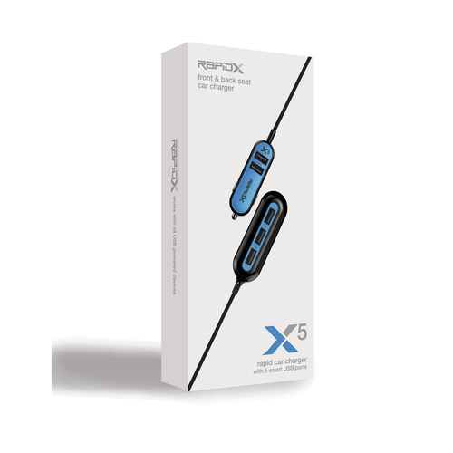 RapidX RX-X5USBB 5 USB Car Charger X5 Black/Blue