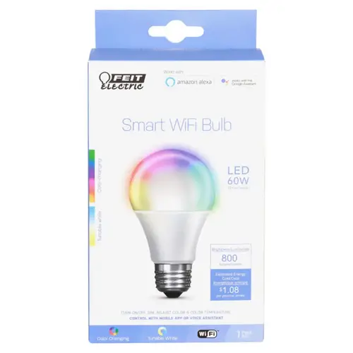 Smart WiFi LED Bulb A19 E26 (Medium) Color Changing 60 W Frosted