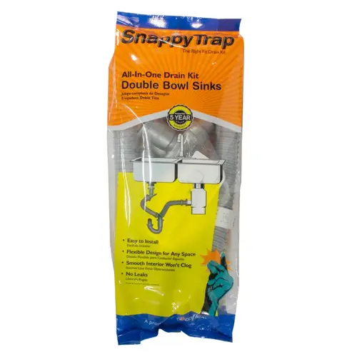 Snappy Trap DK-110-AH Double Sink Drain Kit 1-1/2" D PVC Gray