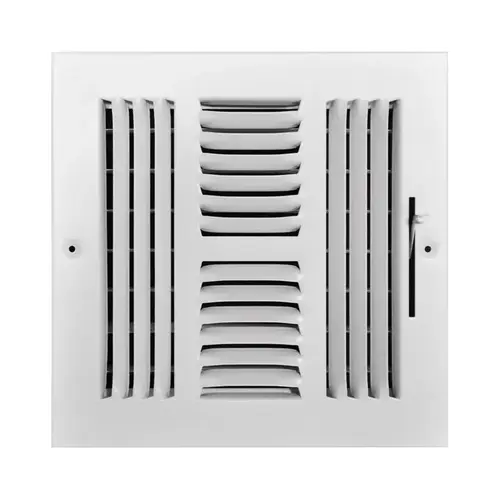 Tru Aire C104M08X08 Wall/Ceiling Register 8" H X 8" W 4-Way Powder Coat White Steel Powder Coat