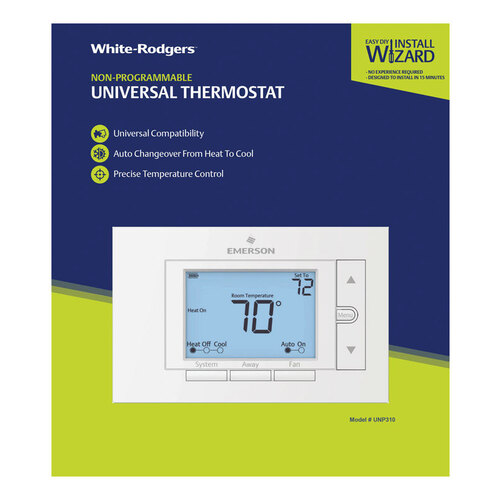 White Rodgers UNP310 Non-Programmable Thermostat Heating and Cooling Push Buttons White