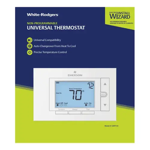 Non-Programmable Thermostat Heating and Cooling Push Buttons White