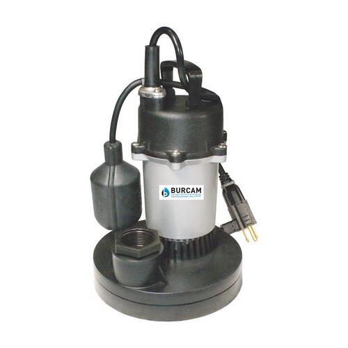 Burcam 300700Z Sump Pump 1/2 HP 3,200 gph Thermoplastic Tethered Float ...