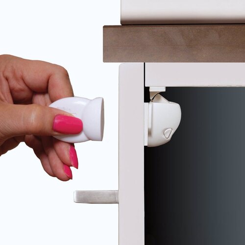 Magnetic Cabinet Locks White Plastic Adhesive White