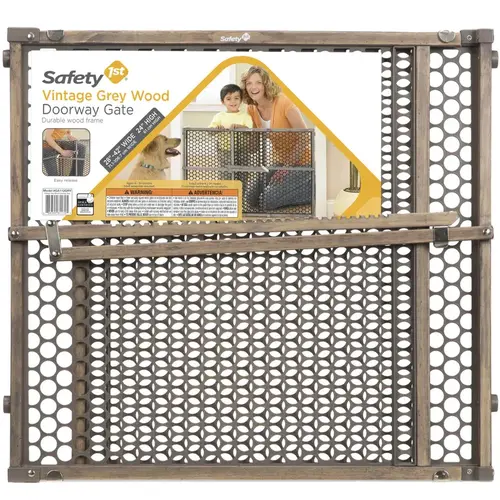 Safety Gate Gray 24" H X 28-42" W Wood Gray