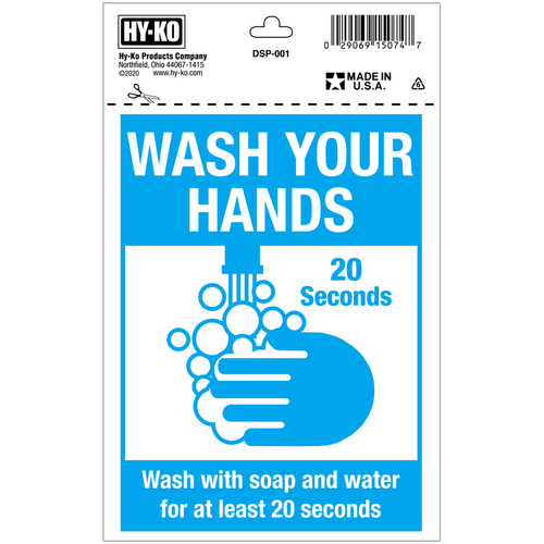 HyKo DSP001 Sign English Blue Health Safety 7" H X 5" W