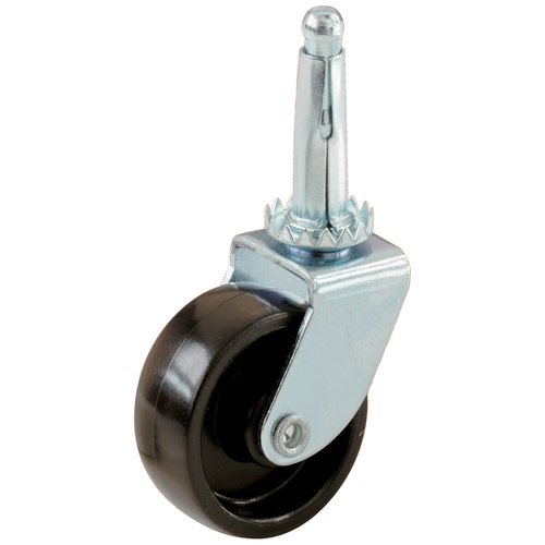 Swivel Caster, 1-5/8 in Dia Wheel, Plastic Wheel, Black, 50 lb - pack of 4