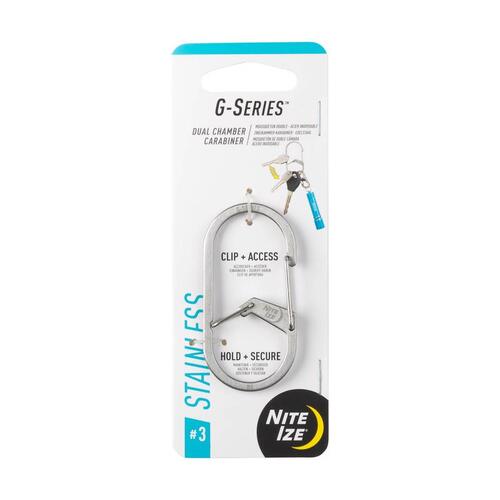 Nite Ize GS3-11-R6-XCP4 Carabiner G-Series Stainless Steel Silver Dual Chamber Silver - pack of 4