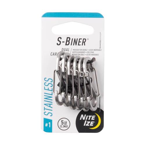 Nite Ize SB1-11-6R3-XCP4 S-Biner Stainless Steel Silver Dual Carabiner Silver - pack of 24