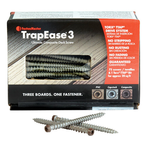 Composite Deck Screws TrapEase 3 No. 10 X 2-1/2" L Torx TTAP Flat Head Epoxy
