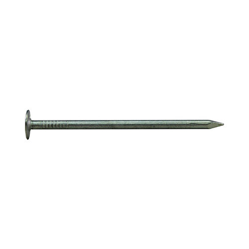 0 Hand Drive Roofing Nail, 1-1/4 in L, Flat Head, 11 ga Gauge, Steel Electro-Galvanized