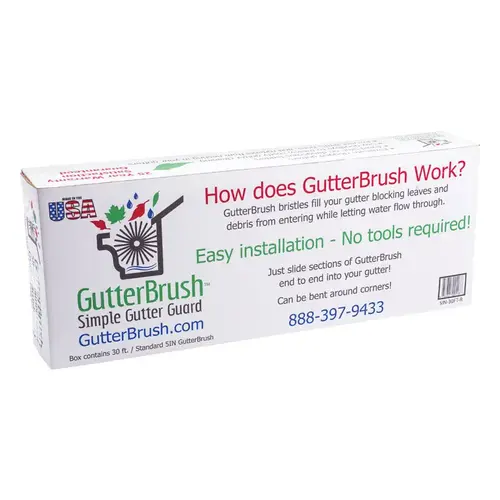 GutterBrush 5IN-30FT-R Gutter Guard 4.3" W X 3 ft. L Black Polypropylene/Steel Black