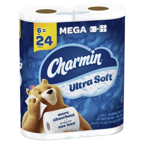 CHARMIN 52778-XCP3 Toilet Paper Ultra Soft 6 Rolls 244 sheet White - pack of 3
