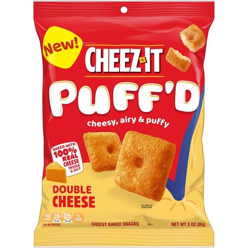 Crackers Puff'D Double Cheese 3 oz Bagged