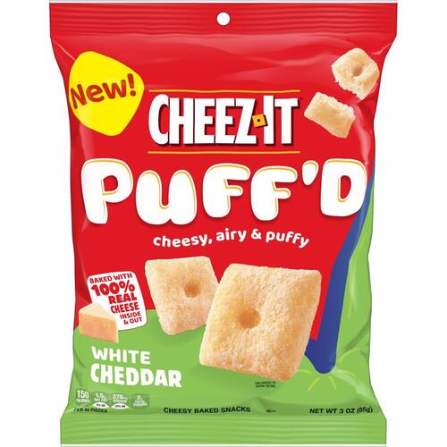 Crackers Puff''D White Cheddar 3 oz Bagged - pack of 6