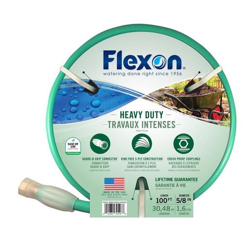 Flexon FXG58100ACE Garden Hose 5/8" D X 100 ft. L Heavy Duty Green Green