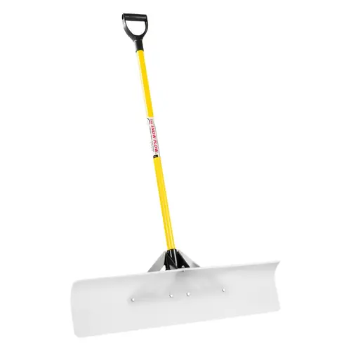 Snow Pusher, 36 in W Blade, UHMW Polyethylene Blade, Fiberglass Handle, D-Grip Handle, 43 in L Handle