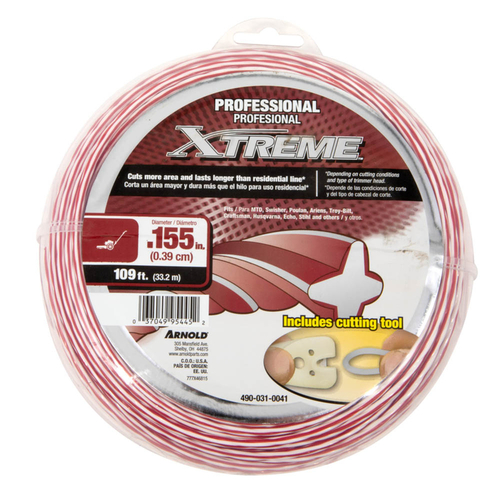 Professional Trimmer Line, 0.155 in Dia, 109 ft L, Polymer, Maroon