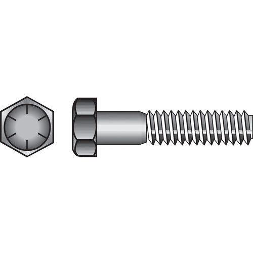 Hex Head Cap Screw 7/16" D X 6" L Heat Treated Steel Heat Treated