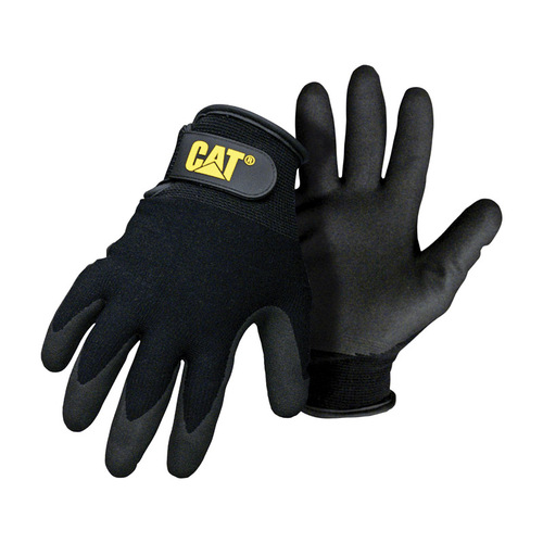 CAT CAT017414L 017414-L Gloves, L, Adjustable Hook and Loop Cuff, Foam Nitrile Coating, Black