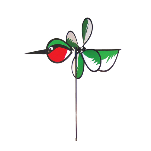 Garden Stake Spinner Multicolored Nylon 23" H Hummingbird Multicolored