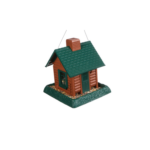 North States 9083W Bird Feeder Log Cabin Wild Bird 1 lb Plastic Hopper
