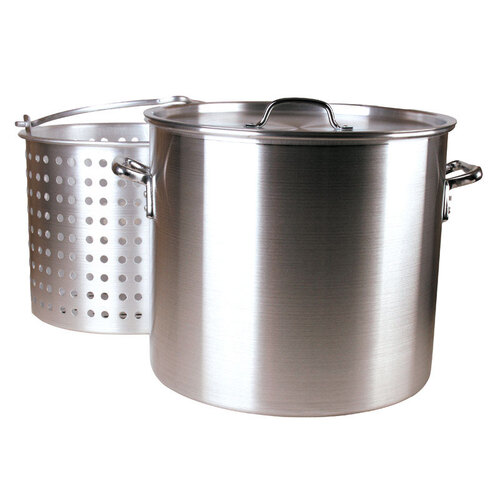 Grill Stockpot with Basket Aluminum 100 qt Silver