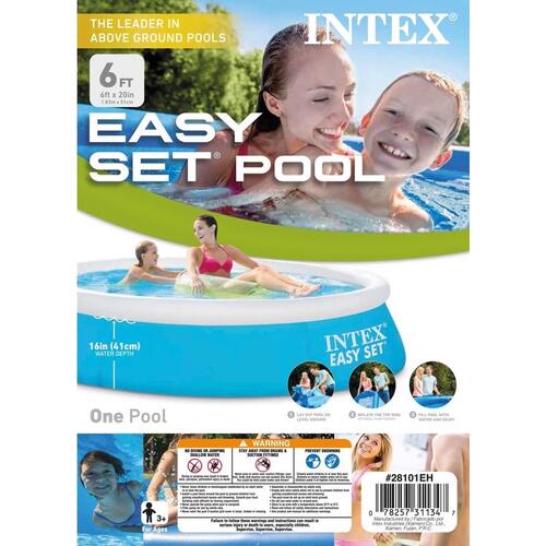 Intex 28101EH Above Ground Pool Easy Set 232 gal Round Plastic 20" H X 6 ft. D Blue