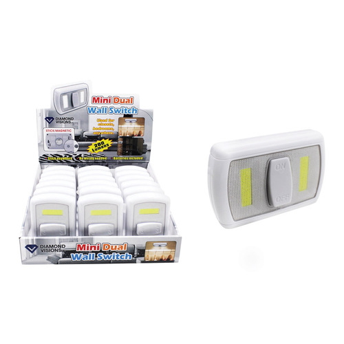 Night Light w/Switch Manual Battery Powered Mini COB LED White - pack of 18