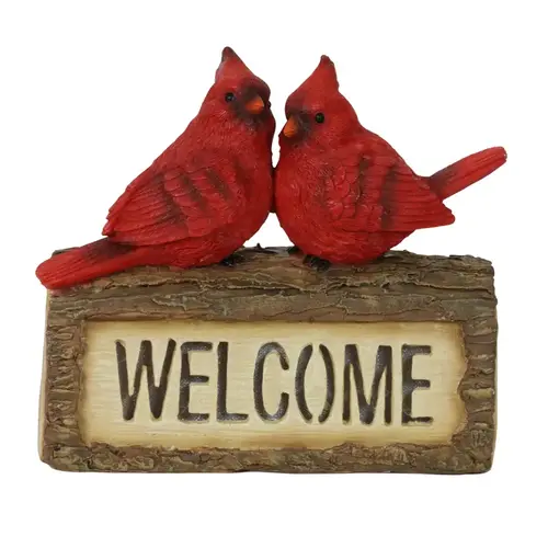 Garden Statue Resin Multi-color 7.5" Welcome Cardinal Multi-color - pack of 4