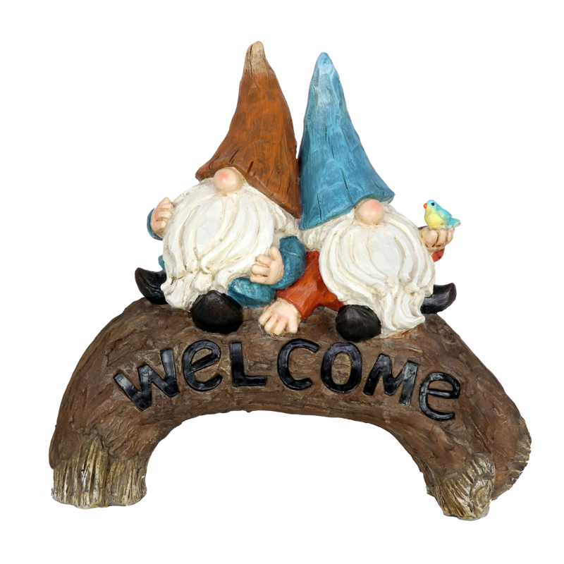 Exhart 19760-RS Garden Statue Resin Multi-color 11" Welcome Gnome Multi-color