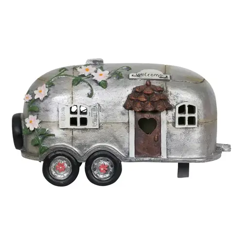 Garden Statue Resin Multi-color 6" Silver Camper Multi-color