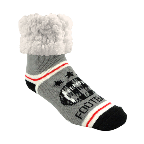 Pudus FB-GRY-C Slipper Socks Unisex Classic Football One Size Fits Most Gray Gray