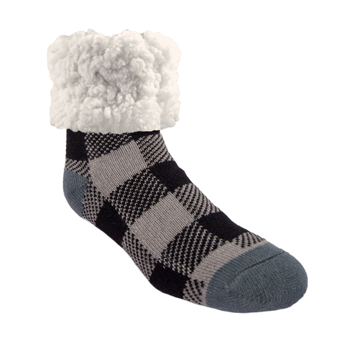 Slipper Socks Unisex Lumberjack One Size Fits Most Gray Gray - pack of 3