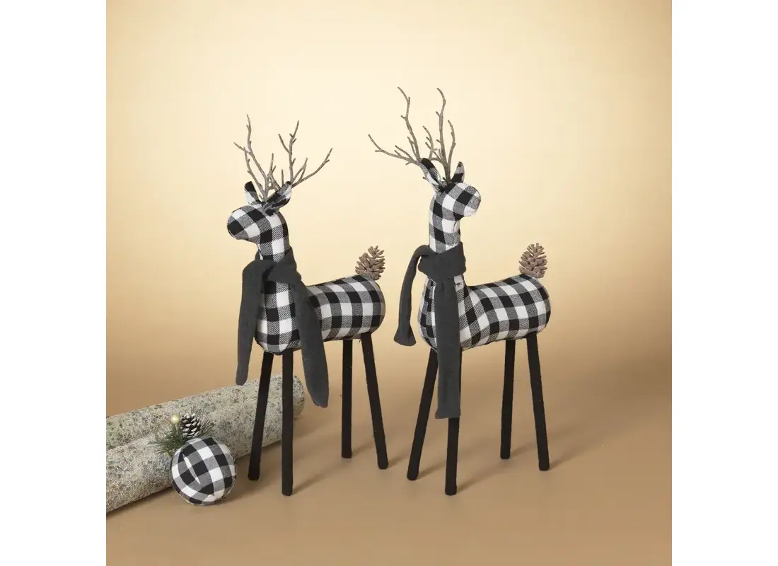 Gerson 2550140 Indoor Christmas Decor Black and White Plaid