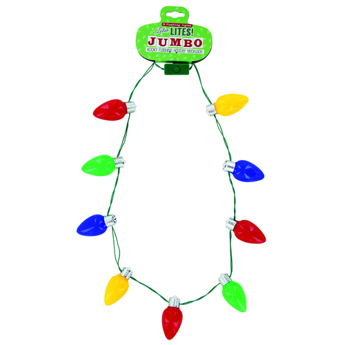 DM Merchandising X-JMBO Jumbo Light Up Necklace Lotsa Lites Christmas Plastic Multicolored