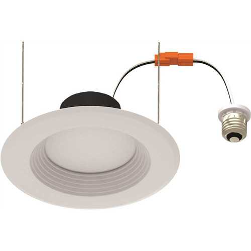 5 in. or 6 in. Selectable CCT Integrated LED Recessed Light Deep Baffle Downlight Trim Wet Loc CEC Compliant Dim White