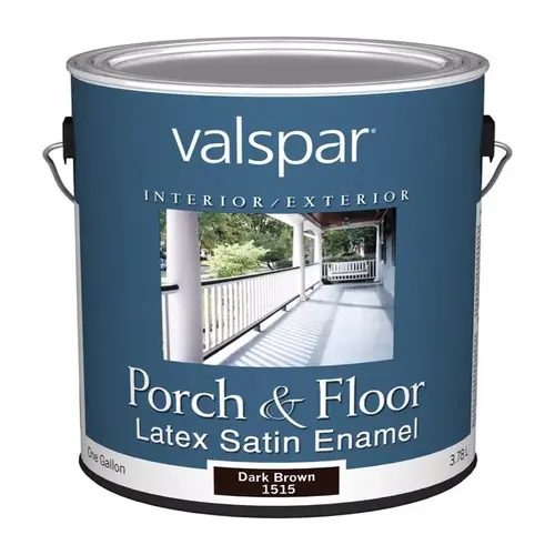 027.000.007 Latex Porch and Floor Paint, Satin, Dark Brown, 1 gal