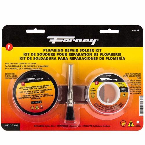 Forney 61437 Plumbing Solder Kit 3 oz LeadFree 0.13" D Tin/Copper