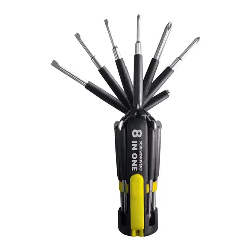 8-in-1 Screwdriver with Flashlight 8" 1 Black