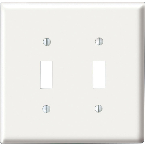 Wall Plate White 2 gang Nylon Toggle White