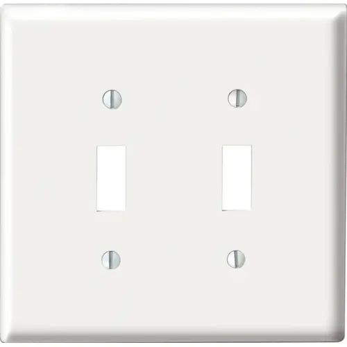 Wall Plate White 2 gang Nylon Toggle White - pack of 25