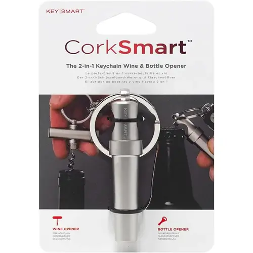 KeySmart KS821-SS Bottle Opener Keychain CorkSmart Stainless Steel Silver Silver