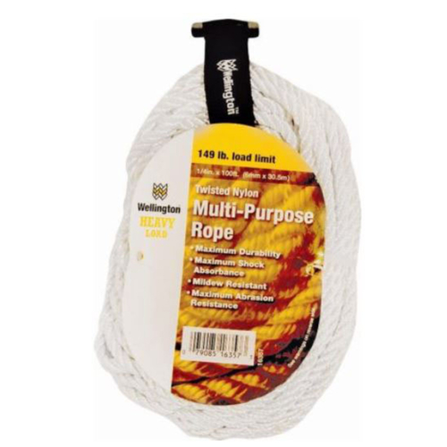 Rope 1/4" D X 100 ft. L White Twisted Nylon White