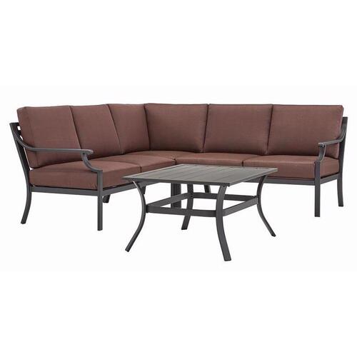 Living Accents ACE22021 Sectional Wilshire 4 pc Black Steel Deep Seating Brown